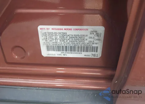 2014 Mitsubishi Outlander Gt z USA, uszkodzony, nr VIN JA4JZ4AX9EZ000329